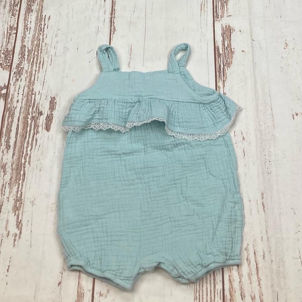Rabbit Bear Organic Romper Baby Blue Sz 6-9M - Picture 10 of 12